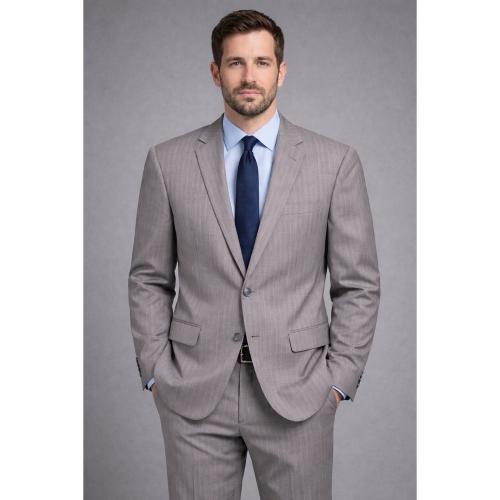 JOS A BANK mens Gray Pin 100% WOOL slim fit sport coat suit jacket blazer 42R